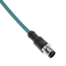 Ethernet, Cordset, 4 Pole, M12 D-Coded Male Straight, 2M, Teal, PVC
