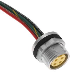 MIN Size I, Receptacle, 3 Pole, Female Straight, 3 Ft, 16awg, 10A, Back Mount, Aluminum Clear Anodized
