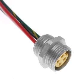 MIN Size I, Receptacle, 3 Pole, Female Straight, 3 Ft, 16awg, 13A, .5-NPT, Front Mount, Stainless Steel, Auto Color Code