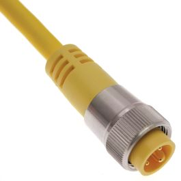 MIN Size I, Cordset, 3 Pole, Male Straight, 6 Ft, 10A, Yellow, PVC, Stainless Steel