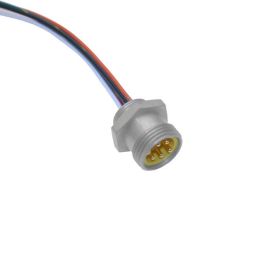 MIN Size I, Receptacle, 3 Pole, Male Straight, 3 Ft, 16awg, 13A, PG11, Front Mount, Aluminum Clear Anodized