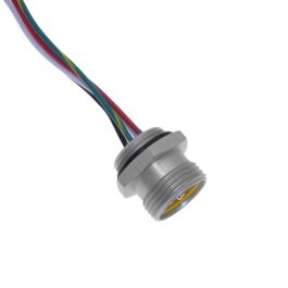 MIN Size I, Receptacle, 3 Pole, Male Straight, 1 Ft, 18awg, European 8A, PG13.5, Front Mount, Aluminum Clear Anodized