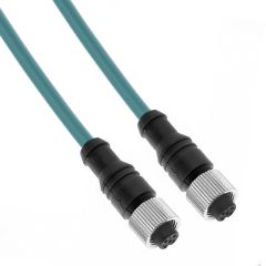 Ethernet, Cordset, 8 Pole, M12 Female Straight / M12 Female Straight, 2M, Teal, PVC