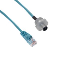 Ethernet, Receptacle, 4 Pole, M12 D-Coded Male Straight (IP69) / RJ45 Plug (IP20), 2M, .5-NPT, Front Mount, Aluminum
