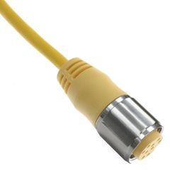 MIN Size III, Cordset, 9 Pole, Female Straight, 30 Ft, 4A, Yellow, PUR, Stainless Steel