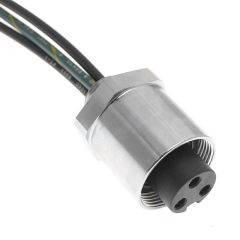 MIN Power Distribution Series, Receptacle, 4 Pole, Female Straight, 3M, 10awg, 40A, .5-NPT, Front Mount, Nickel Plated Brass